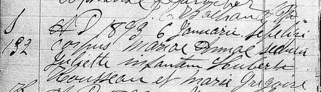 St John The Baptist Death Record for Marie Anne, Sedulie, Juliette Rousseau Brooks